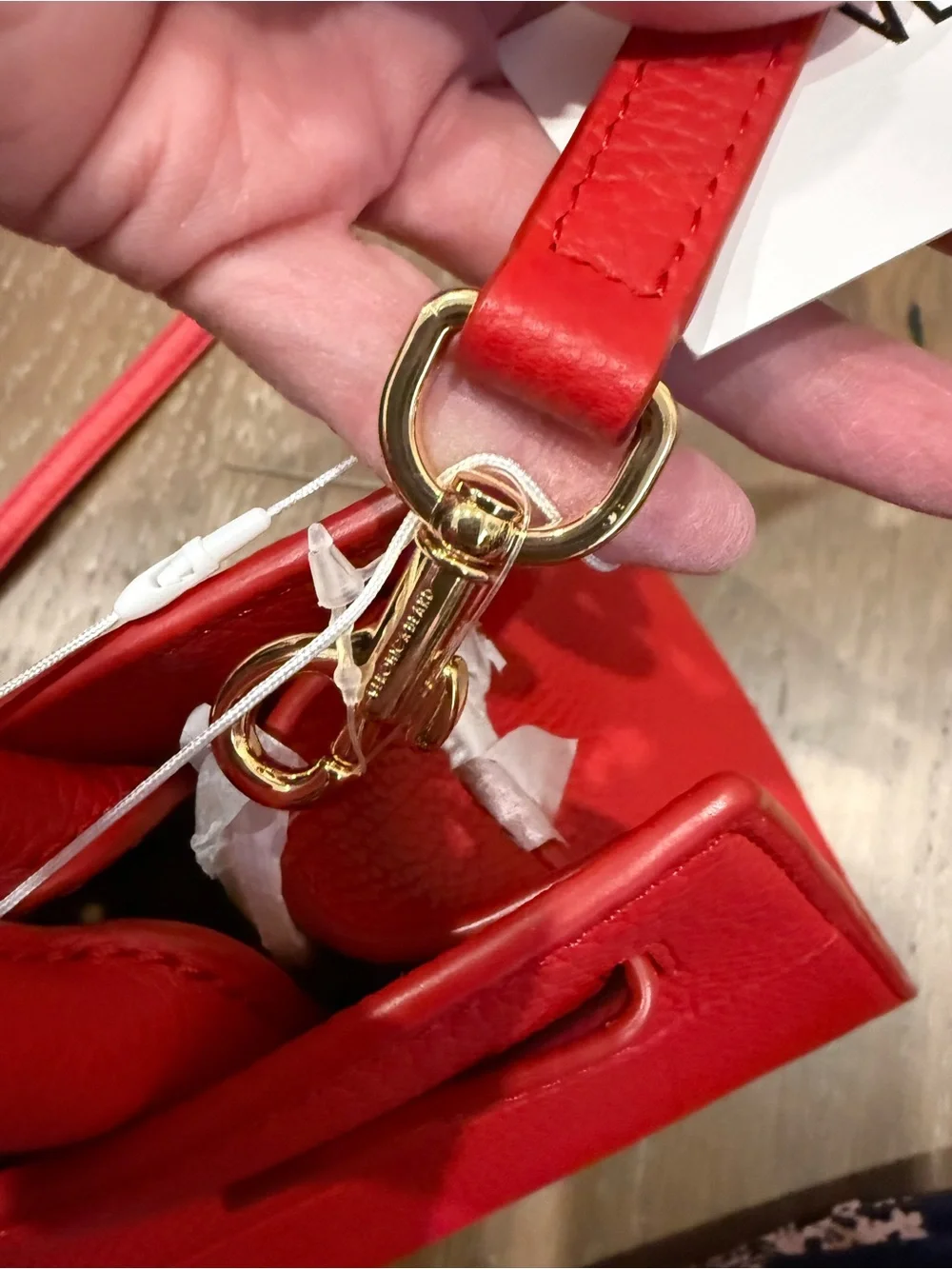 Veronica Beard Bright Red Pebbled Leather Satchel with Bow Strap Crossbody Belt